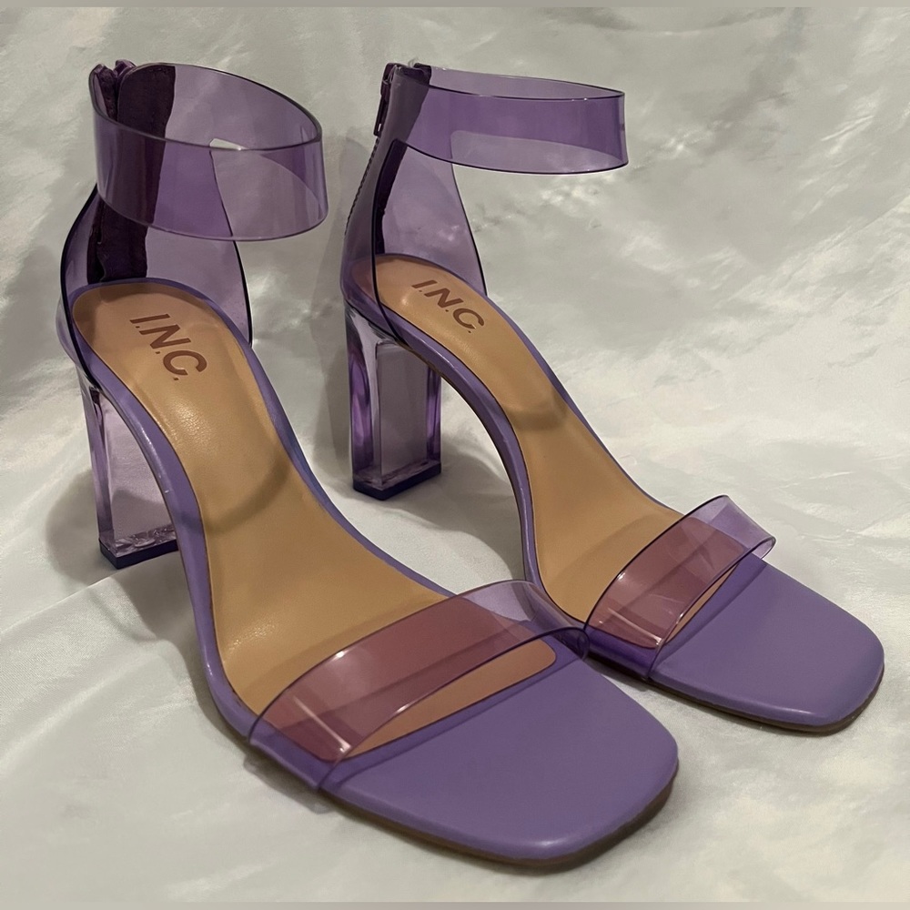 INC Makenna Clear Vinyl Sandal Heels